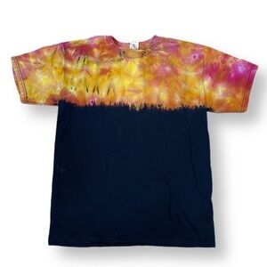 Tie dye tshirt short sleeve youth XL sunrise fire scape orange yellow black